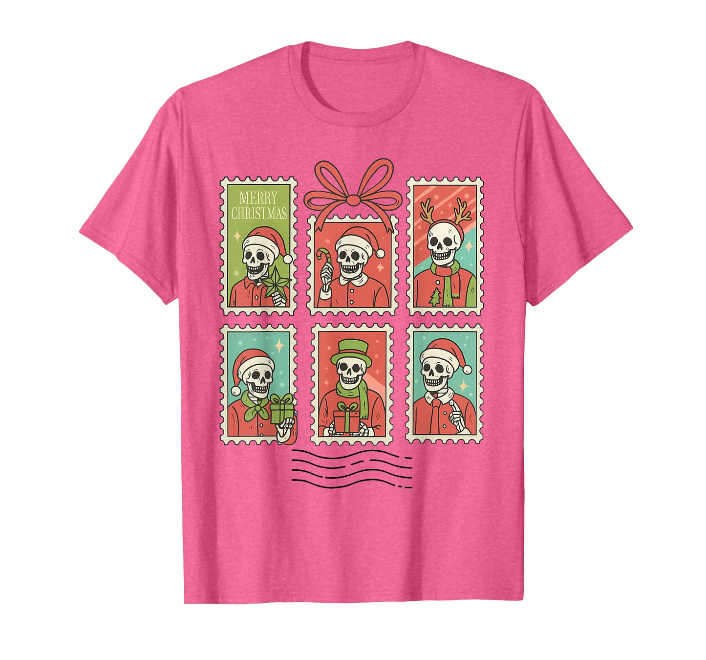 Cute Skeleton Christmas Apparel, Skeleton with Santa Hat T-Shirt