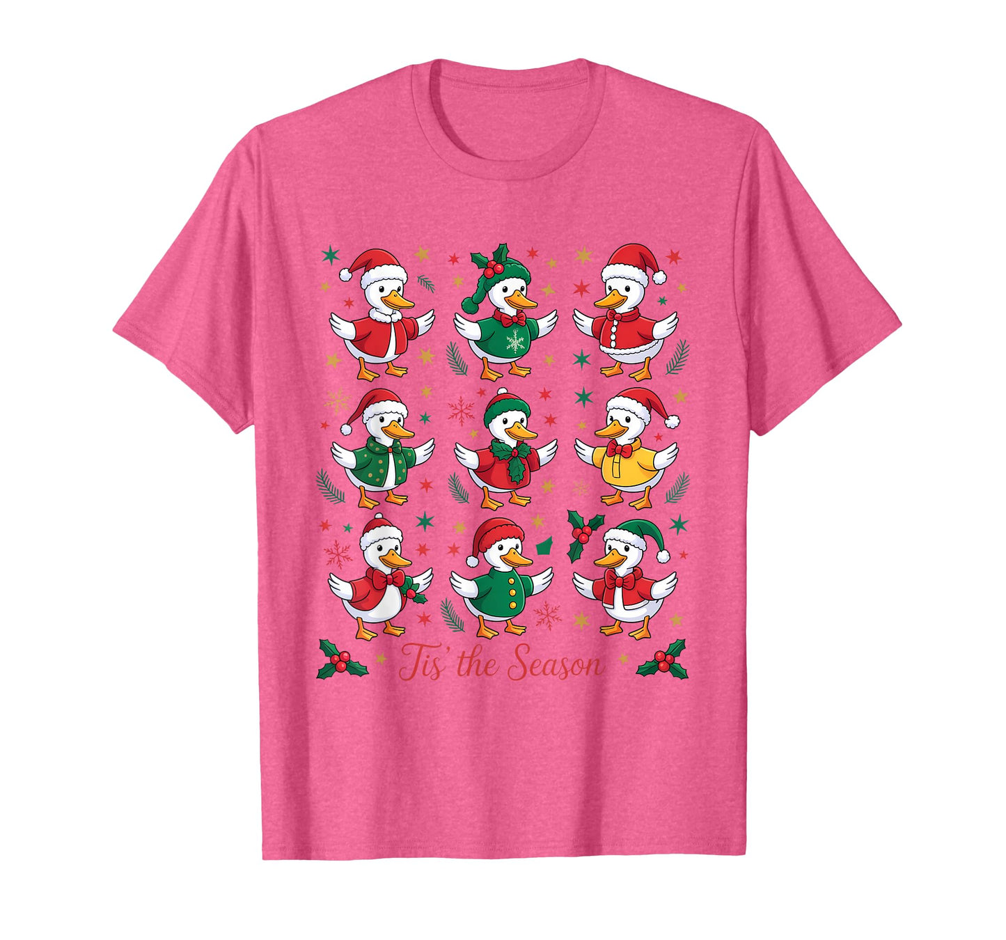 Retro Silly Goose Santa Cute Merry Christmas Tis The Season T-Shirt