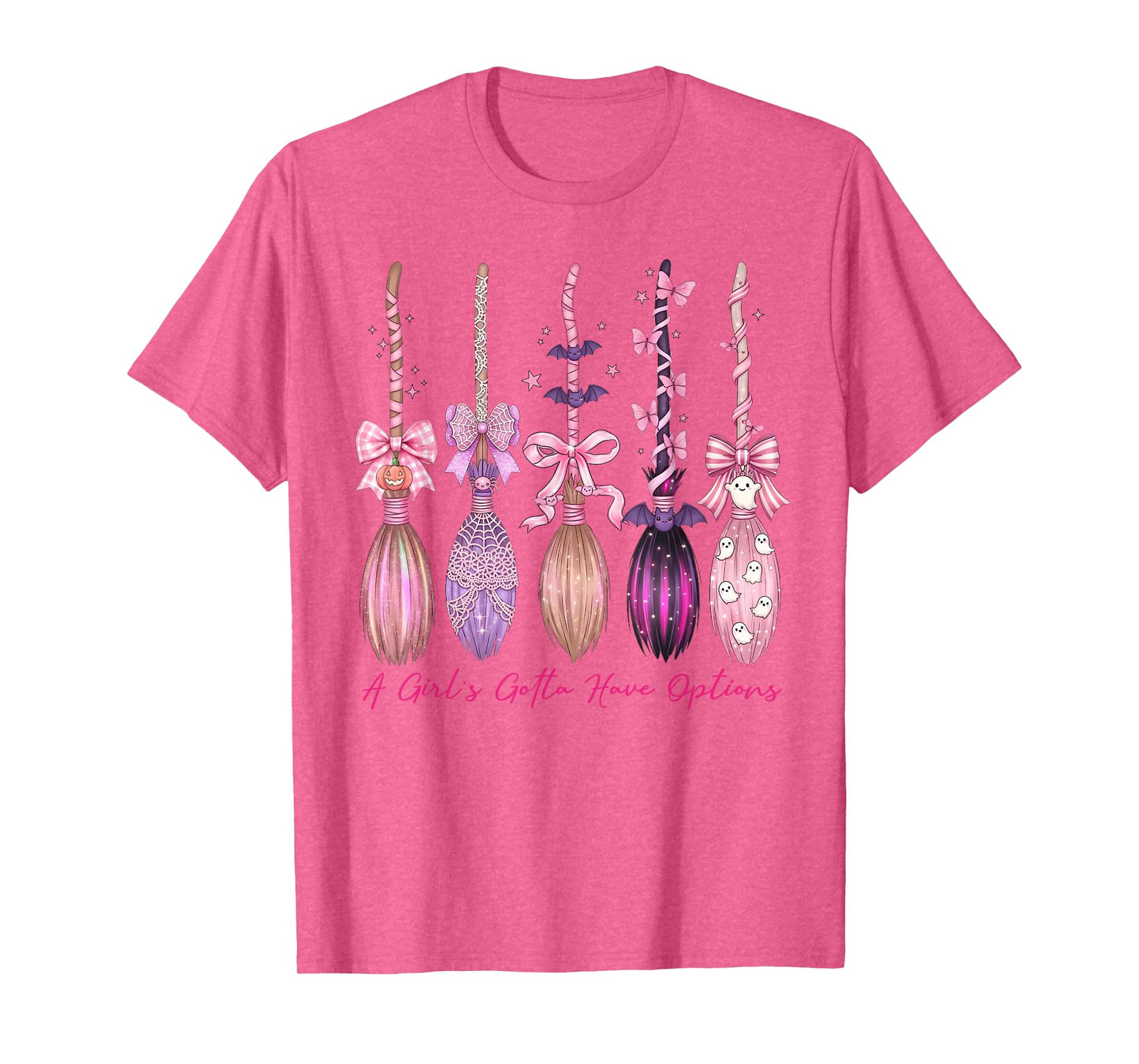 Cute Preppy Halloween A Girls Gotta Have Options Witch Broom T-Shirt