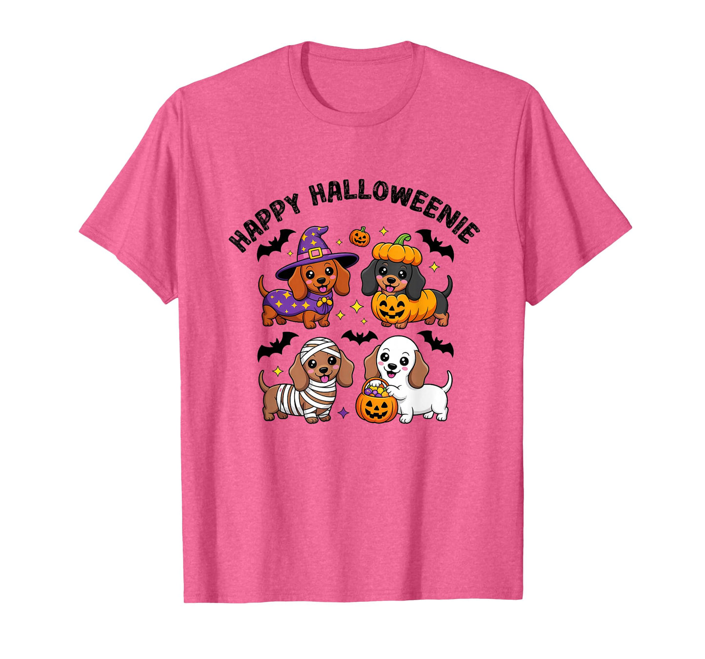 Weiner Dog Witch Happy Halloweenie Cute Halloween Dachshund T-Shirt