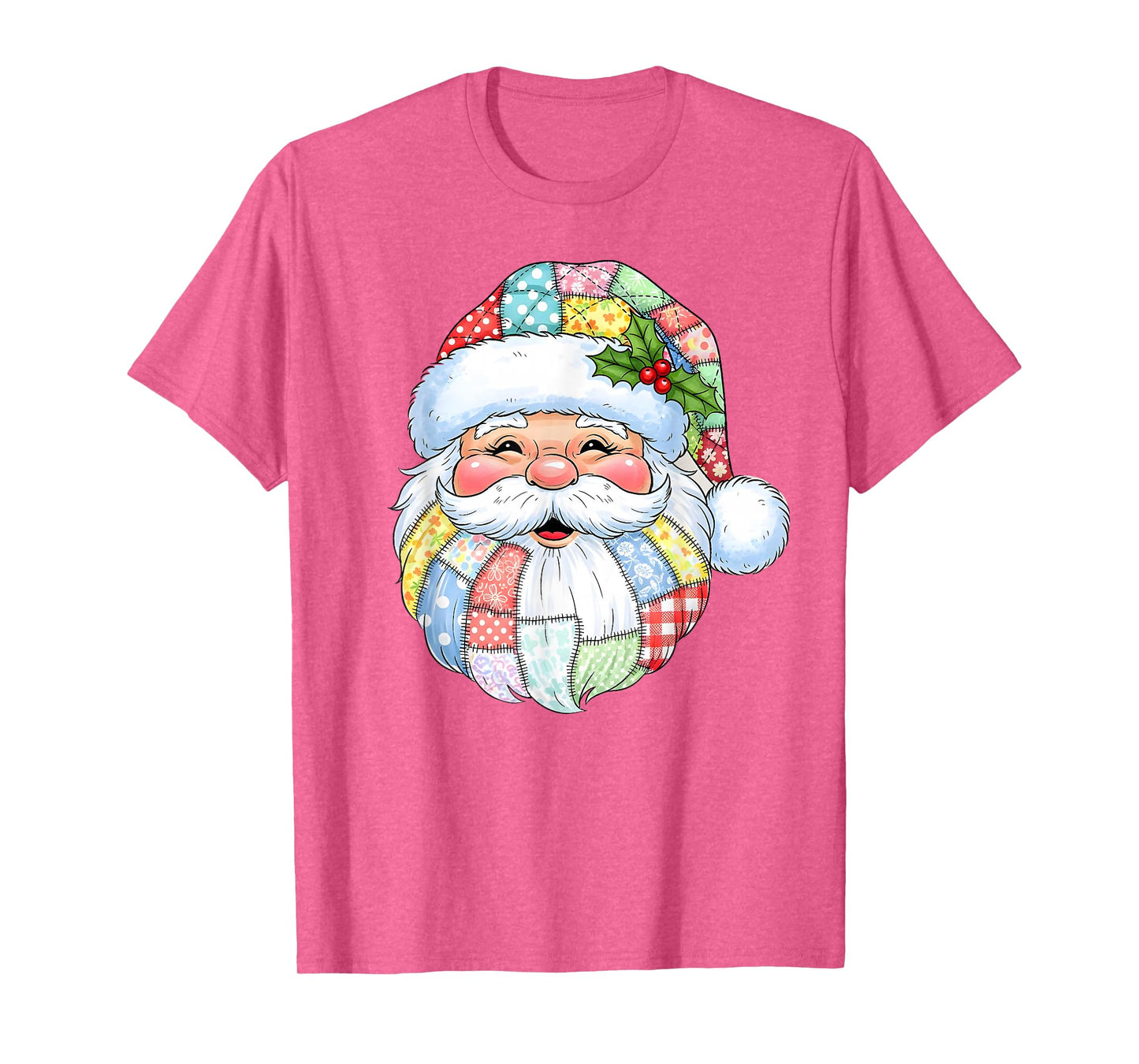 Merry Christmas Patchwork Santa Claus Face X-mas Holiday T-Shirt