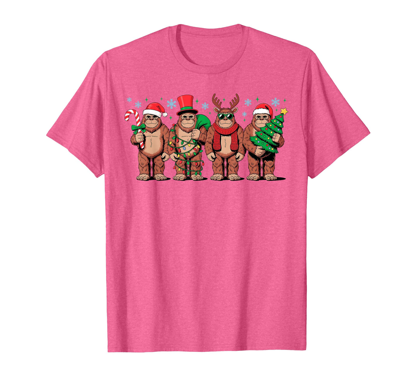 Bigfoot Santa Christmas Tree Lights Sasquatch Merry Christma T-Shirt