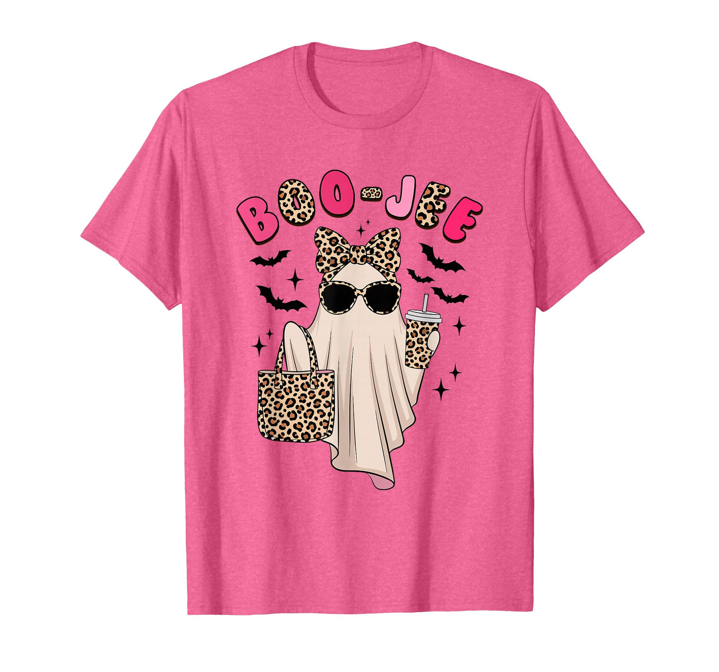 Coquette Leopard Ghost Coffee Boo-JEE Halloween Boujee Ghost T-Shirt