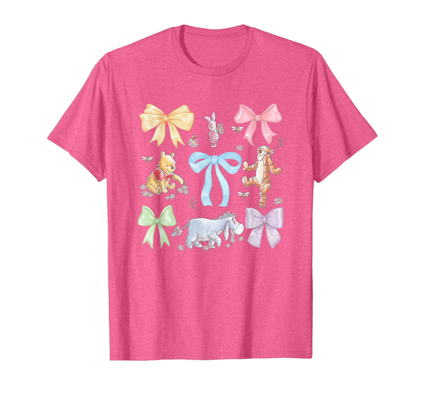 Disney Winnie the Pooh Cute Group Shot Sketch Chest Logo T-Shirt