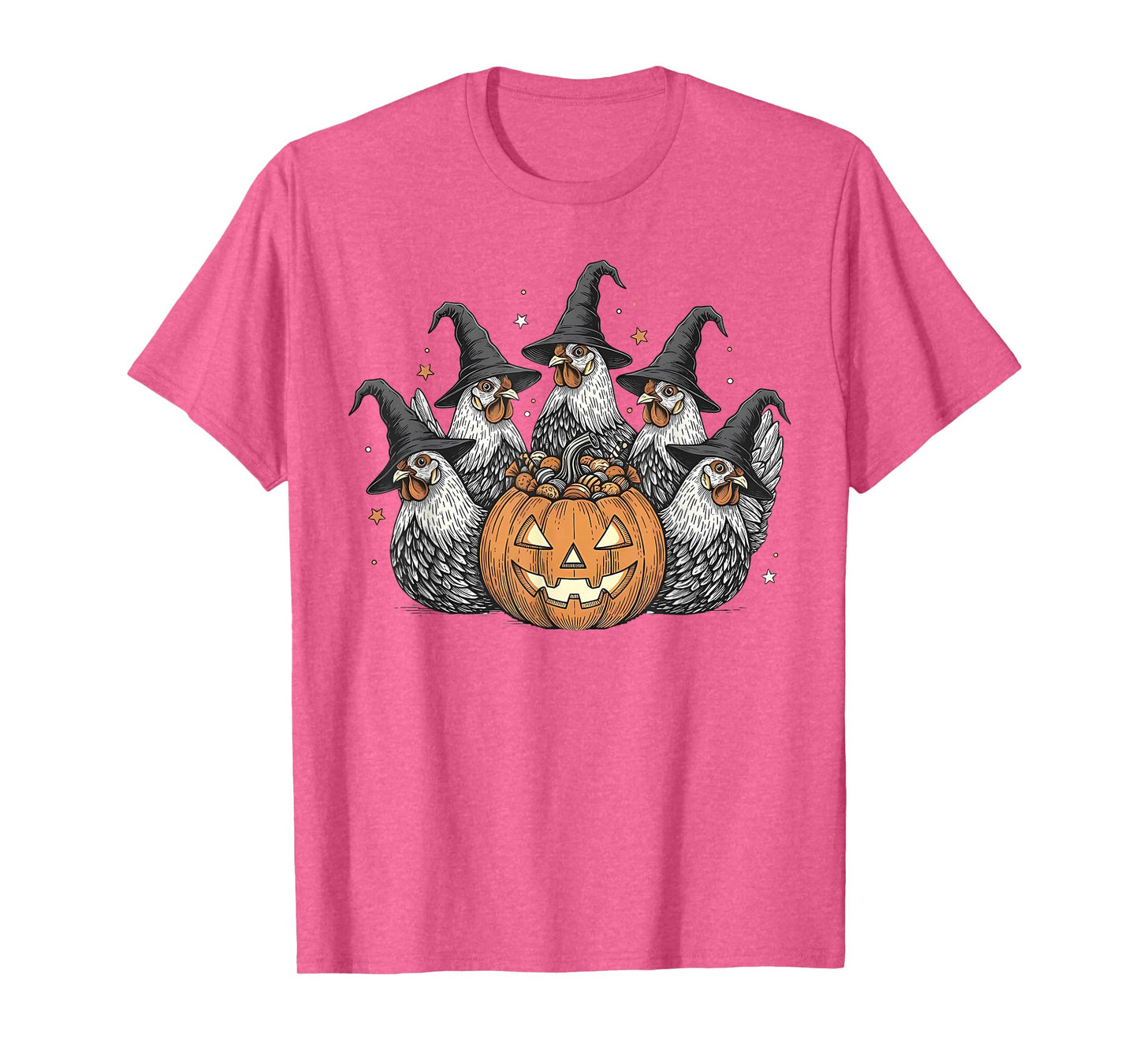 Funny Witch Chicken Pumpkin Halloween Outfit for Women Girls T-Shirt