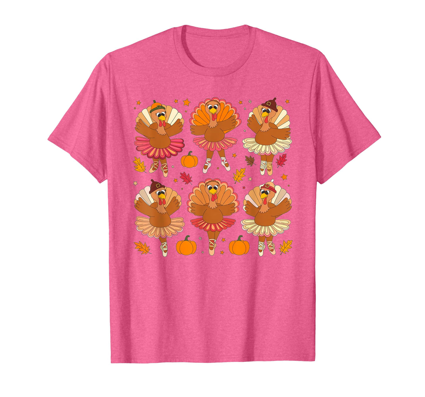 Autumn Ballerinas Dancing Cute Turkey Thanksgiving Girls T-Shirt