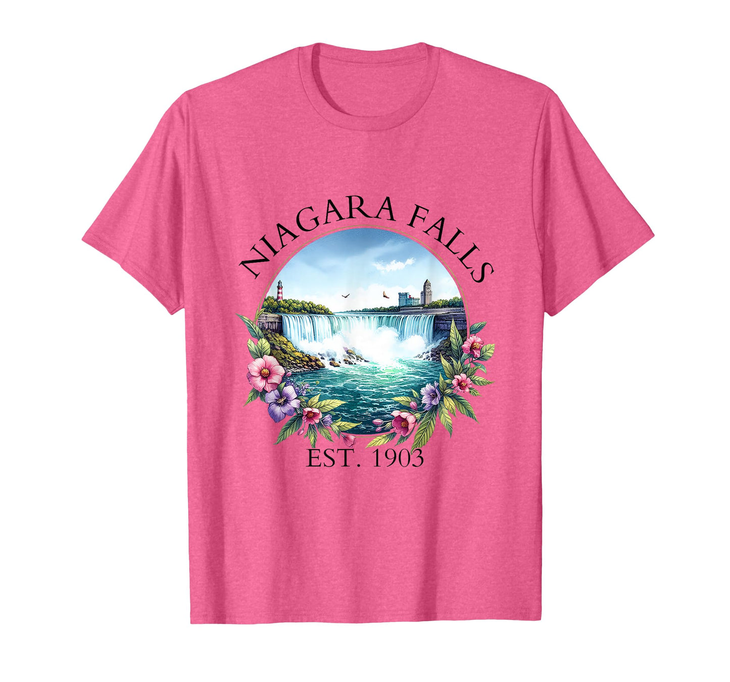 Retro Floral Niagara Falls Trip Outdoor Family Vacation T-Shirt