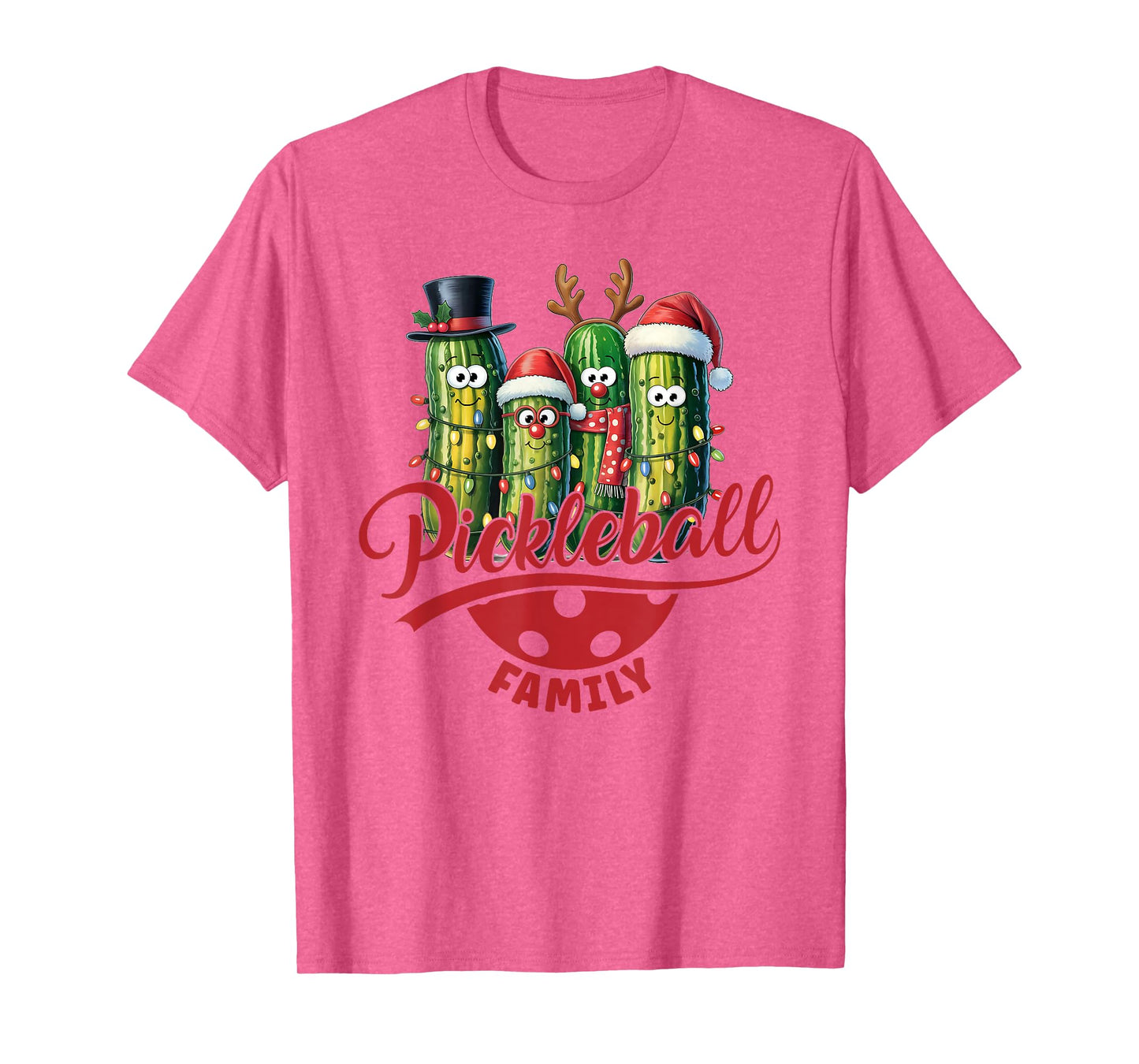 Festive Pickleball Family Matching Christmas Team T-Shirt