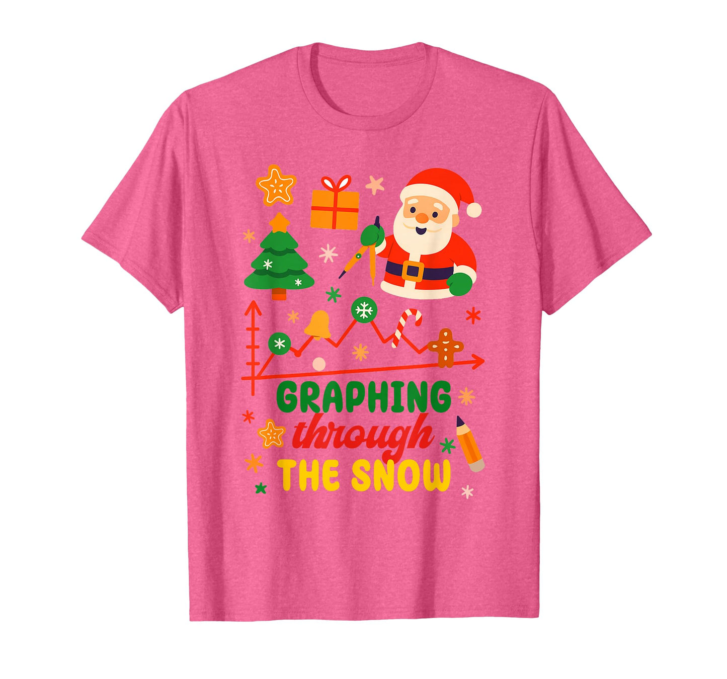 Math Teacher Algebra Pun Christmas Xmas Graphing The Snow T-Shirt