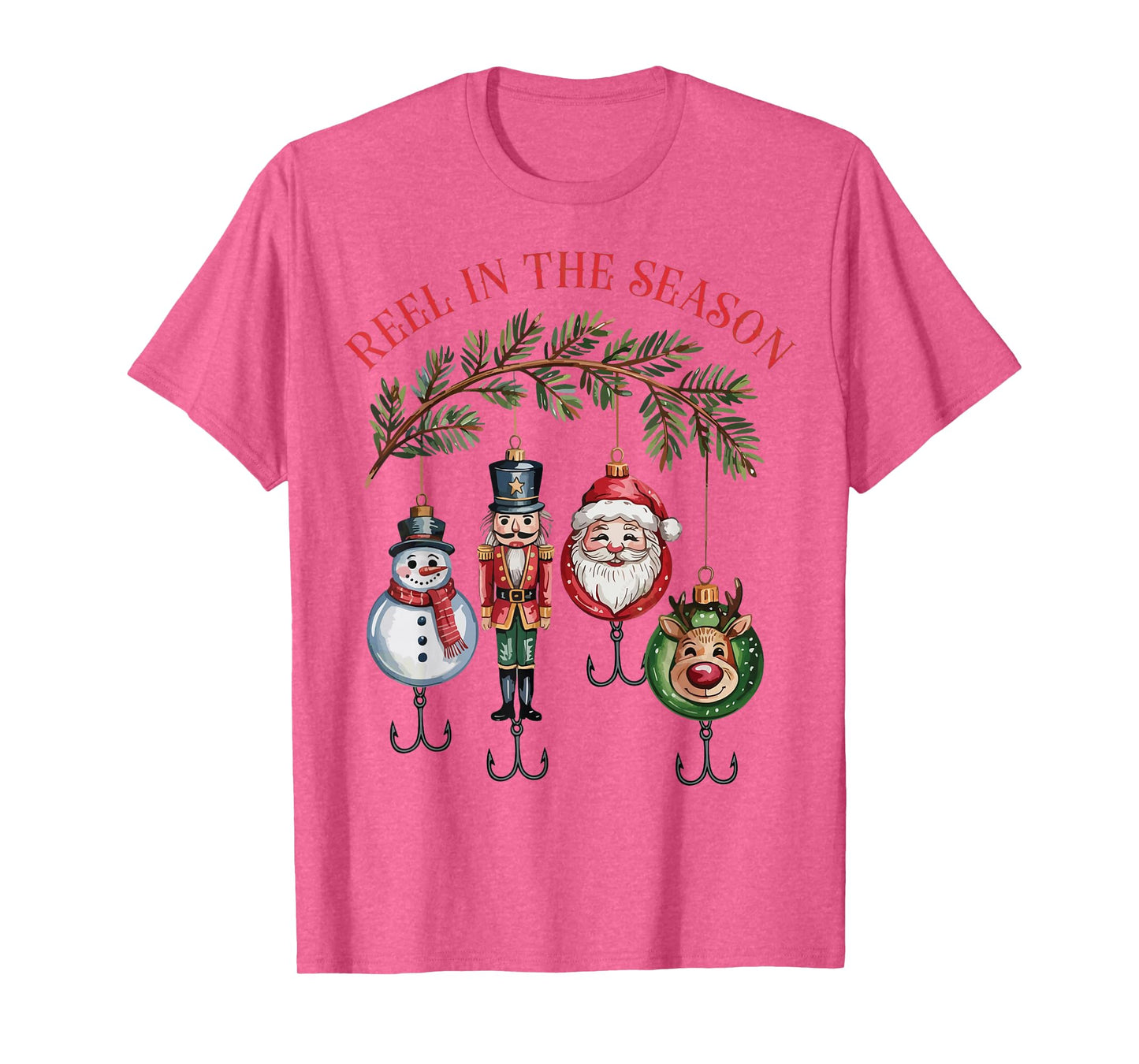 Funny Fisherman Christmas Santa Fishing Reel in The Season T-Shirt