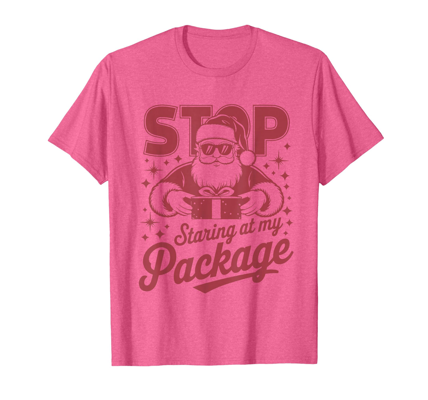 Santa Stop Staring at My Package Funny Christmas T-Shirt