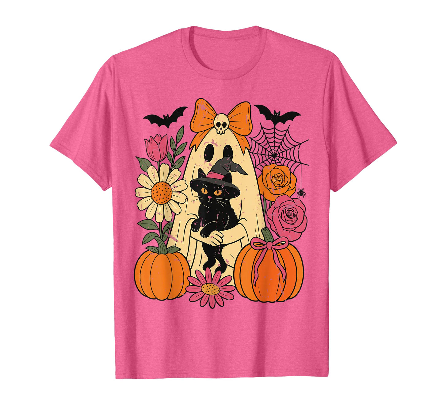 Vintage Black Cat Ghost Halloween Shirt Cute Spooky Outfit T-Shirt