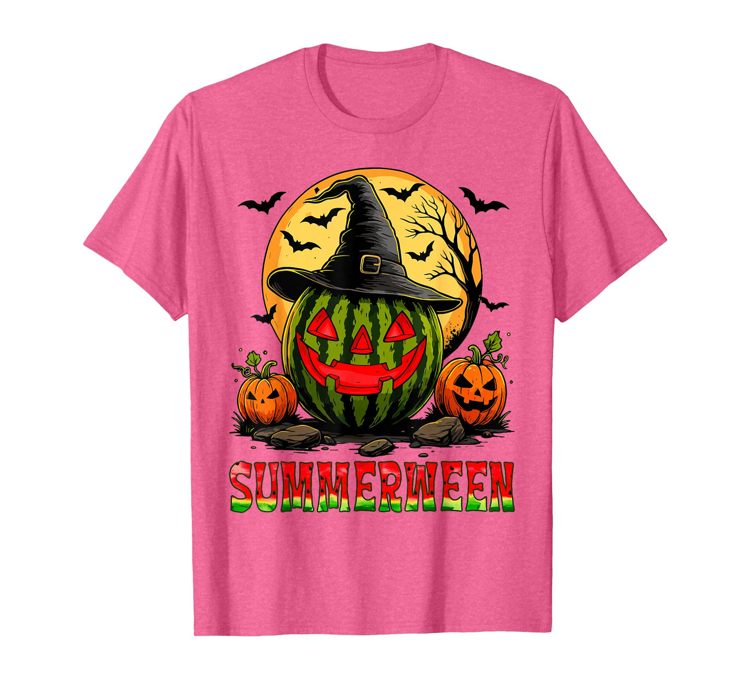 Summerween Watermelon Witch Hat Halloween Summer Vacation T-Shirt