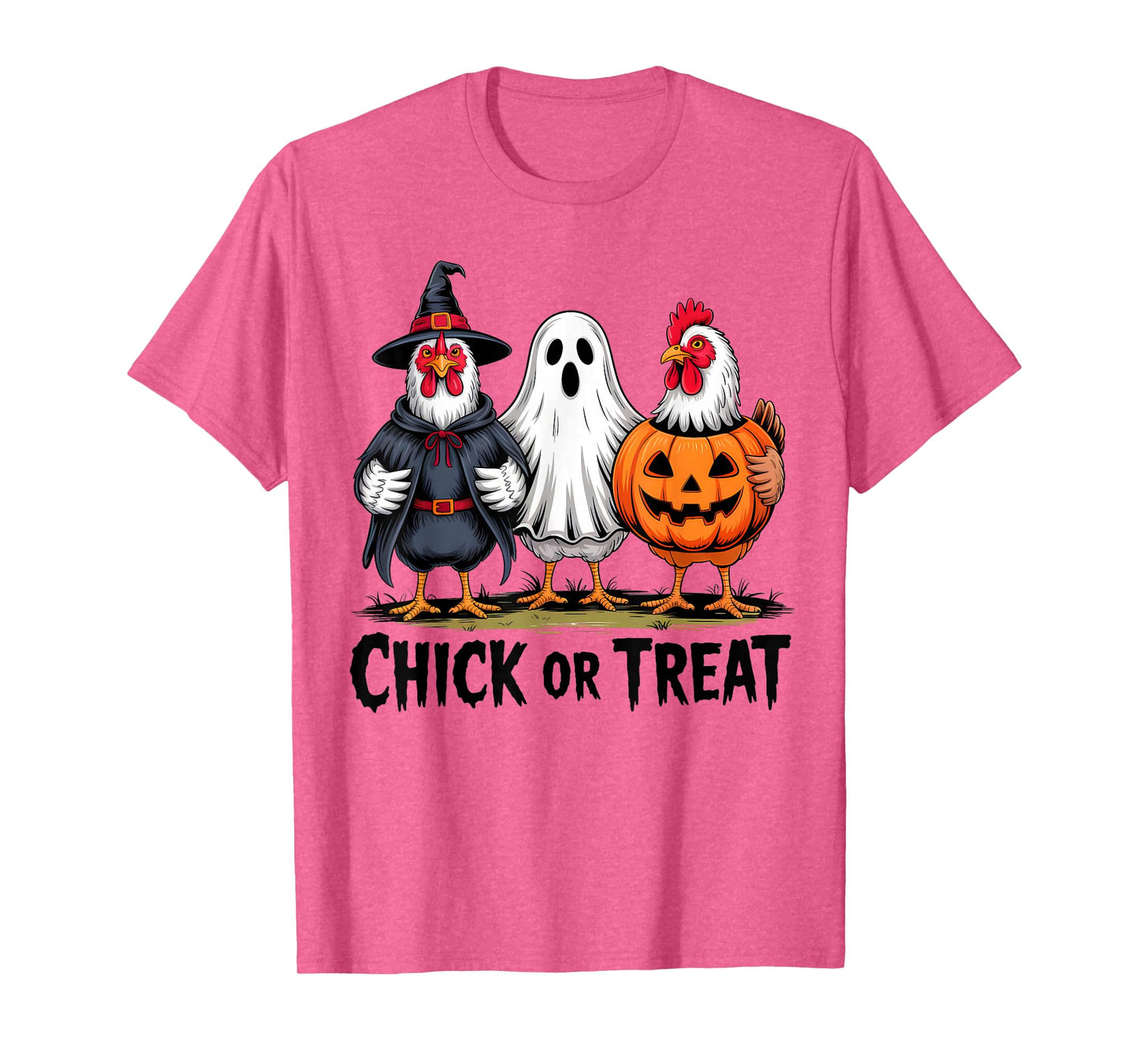 Chick Or Treat Spooky Witch Ghost Pumpkin Chicken Halloween T-Shirt