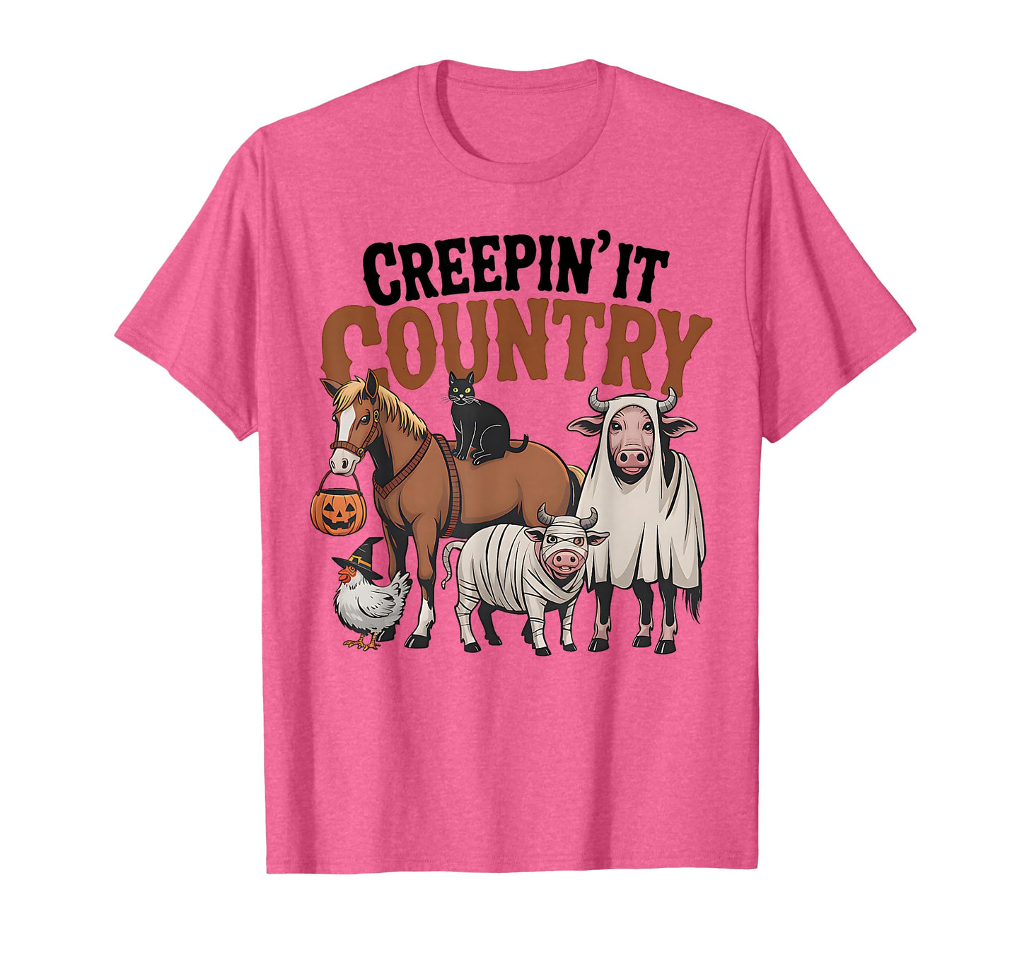 Creepin It Country Halloween, Spooky Farm Animals Tee T-Shirt