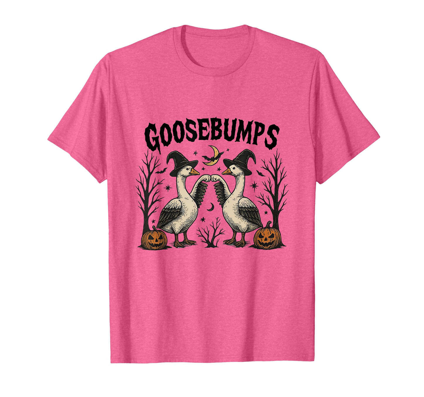 Goosebumps Spooky Halloween Funny Goose Meme Pumpkin & Ghost T-Shirt