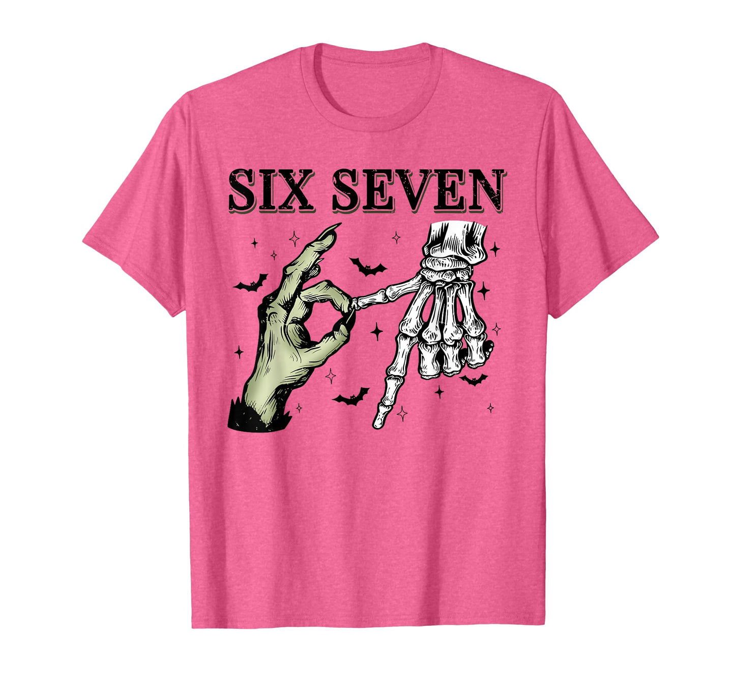 67 Six Seven Witch Skeleton Halloween Meme Funny Design T-Shirt