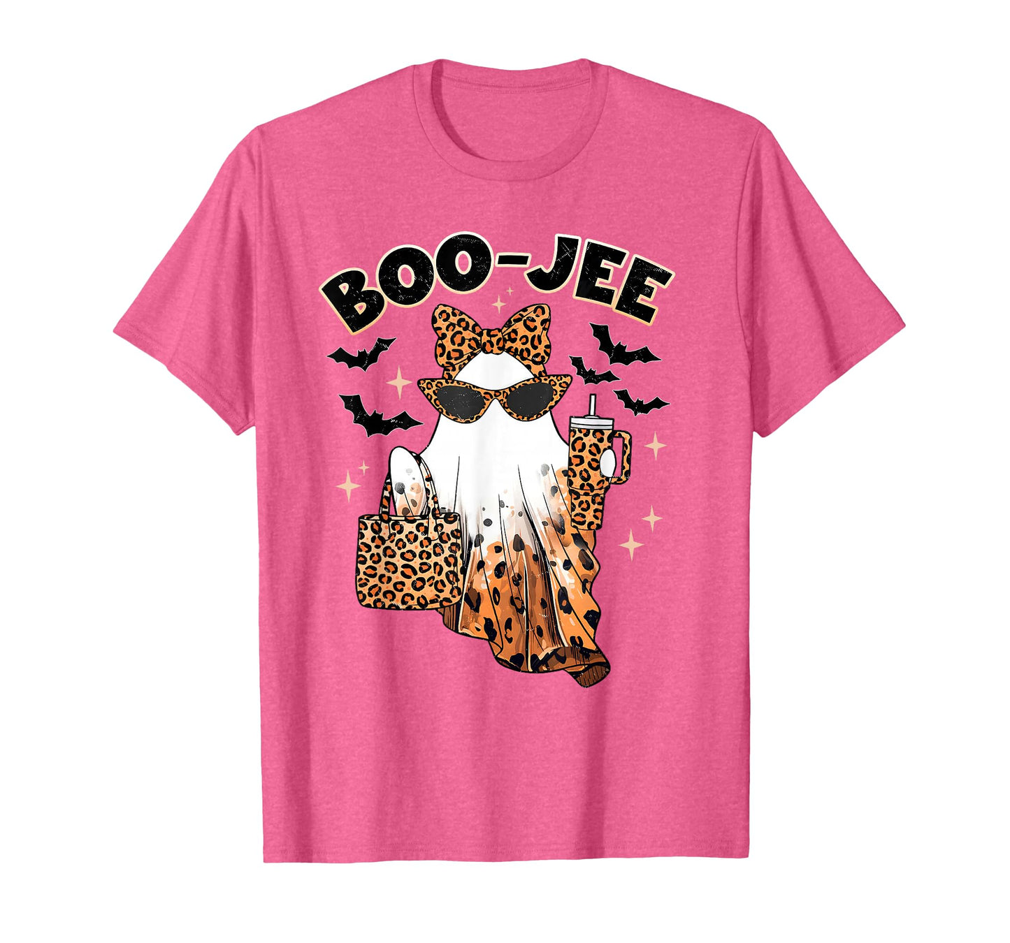 Coquette Leopard Ghost Coffee Boo-JEE Halloween Boujee Ghost T-Shirt