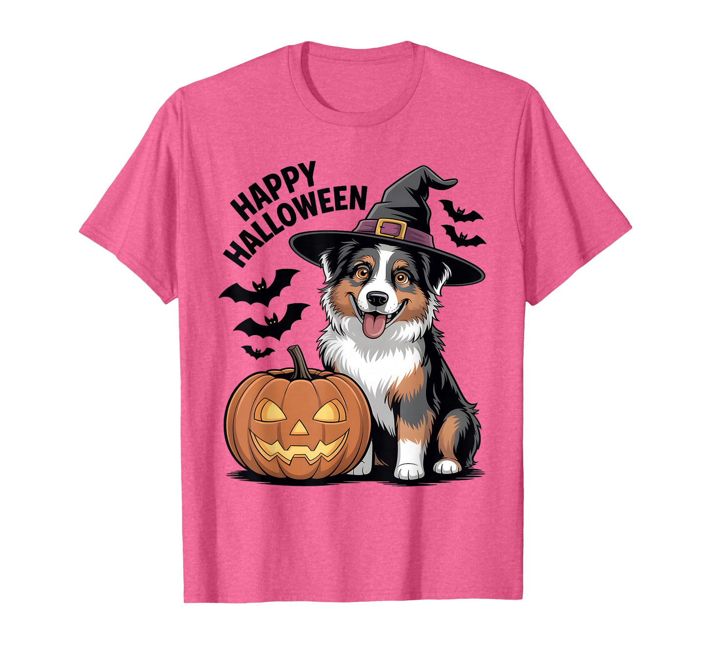 Halloween Australian Shepherd Dog Pumpkin Witch T-Shirt