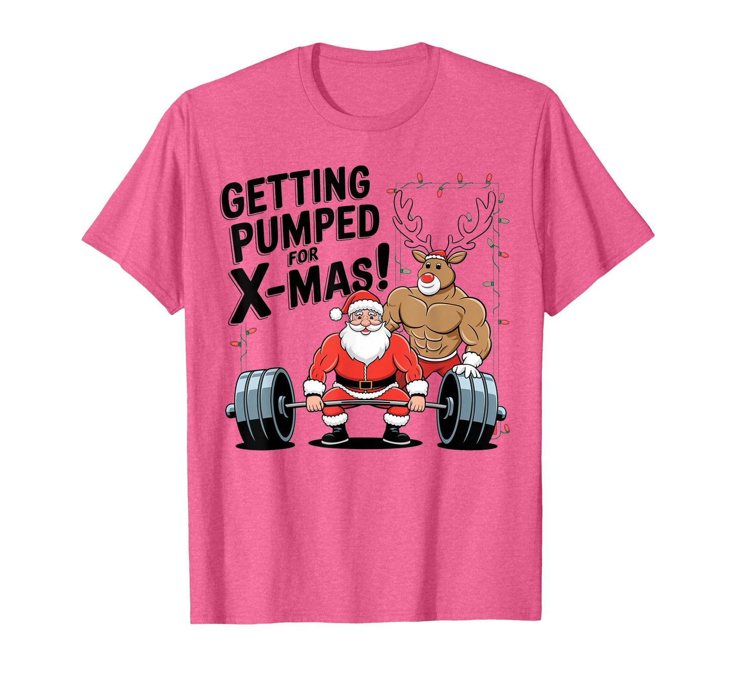 Christmas Santa Reindeer Deadlift Weightlift Gym Men Women T-Shirt