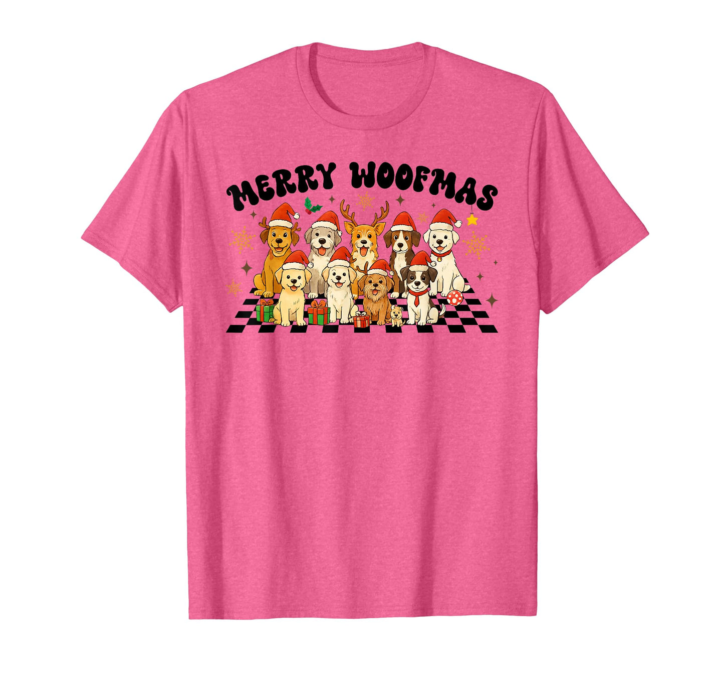Merry Woofmas Funny Christmas Dog Lover Holiday Dog Mom T-Shirt