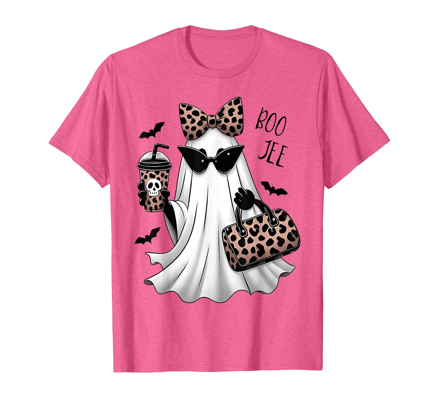 Coquette Leopard Ghost Coffee Boo-JEE Halloween Boujee Ghost T-Shirt