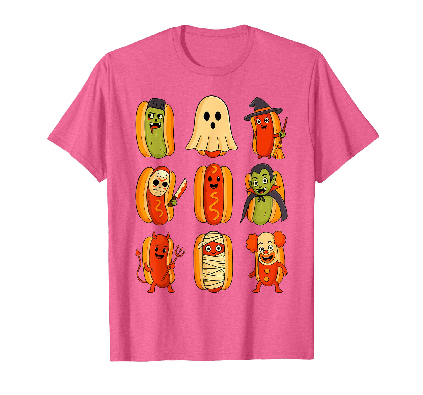 Funny Hotdogs in Ghost Mummy Witch Costume Halloween Kids T-Shirt