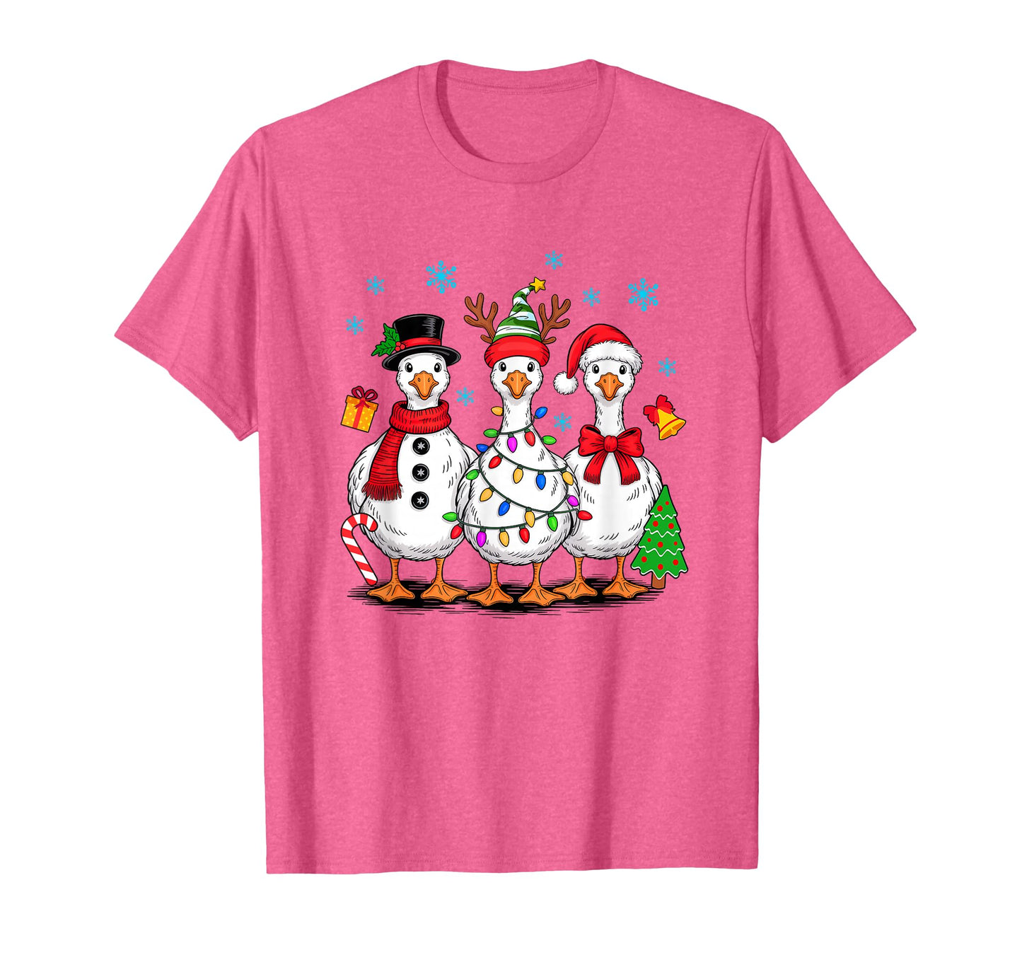 Vintage Christmas Goose Santa Goose Cute Snowman Funny T-Shirt