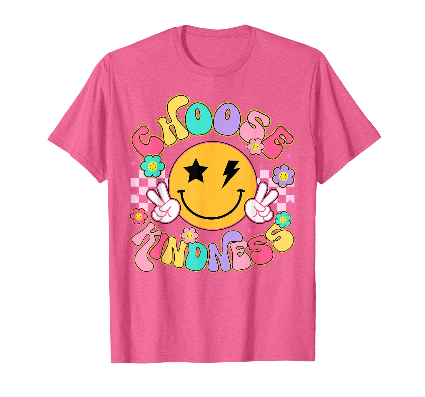 Cute Choose Kindness Groovy Smile Face Inspirational Be Kind T-Shirt