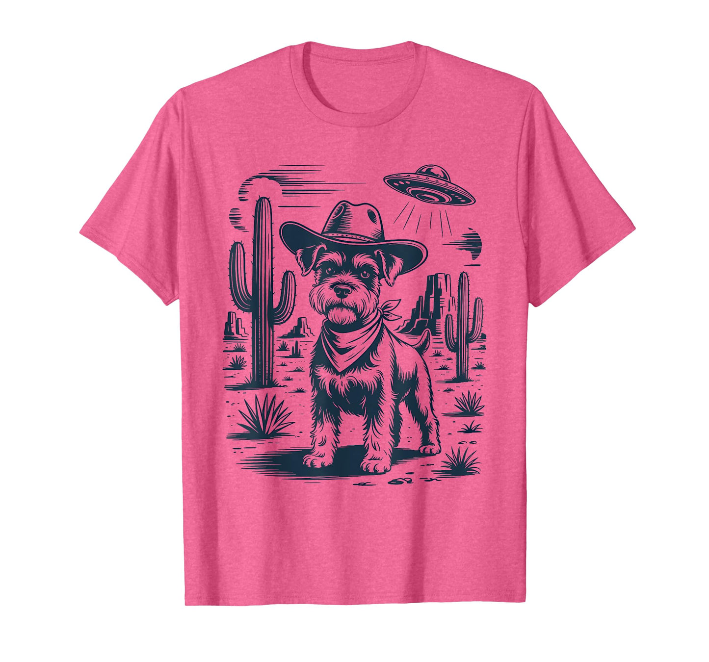 Cowboy Miniature Schnauzer Dog Vintage UFO Western T-Shirt