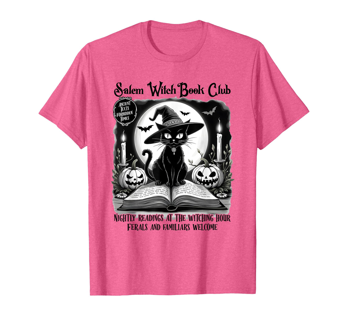 Salem Witch Book Club Spooky Halloween Black Cat Book Lovers T-Shirt for Men Women Kids