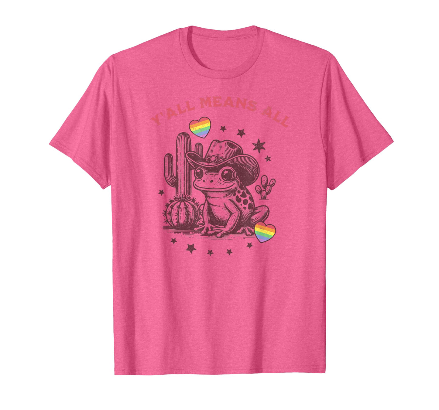LGBTQ Flag Y'all LGBTQ Means All Cowgirl Cowboy Frog Funny T-Shirt
