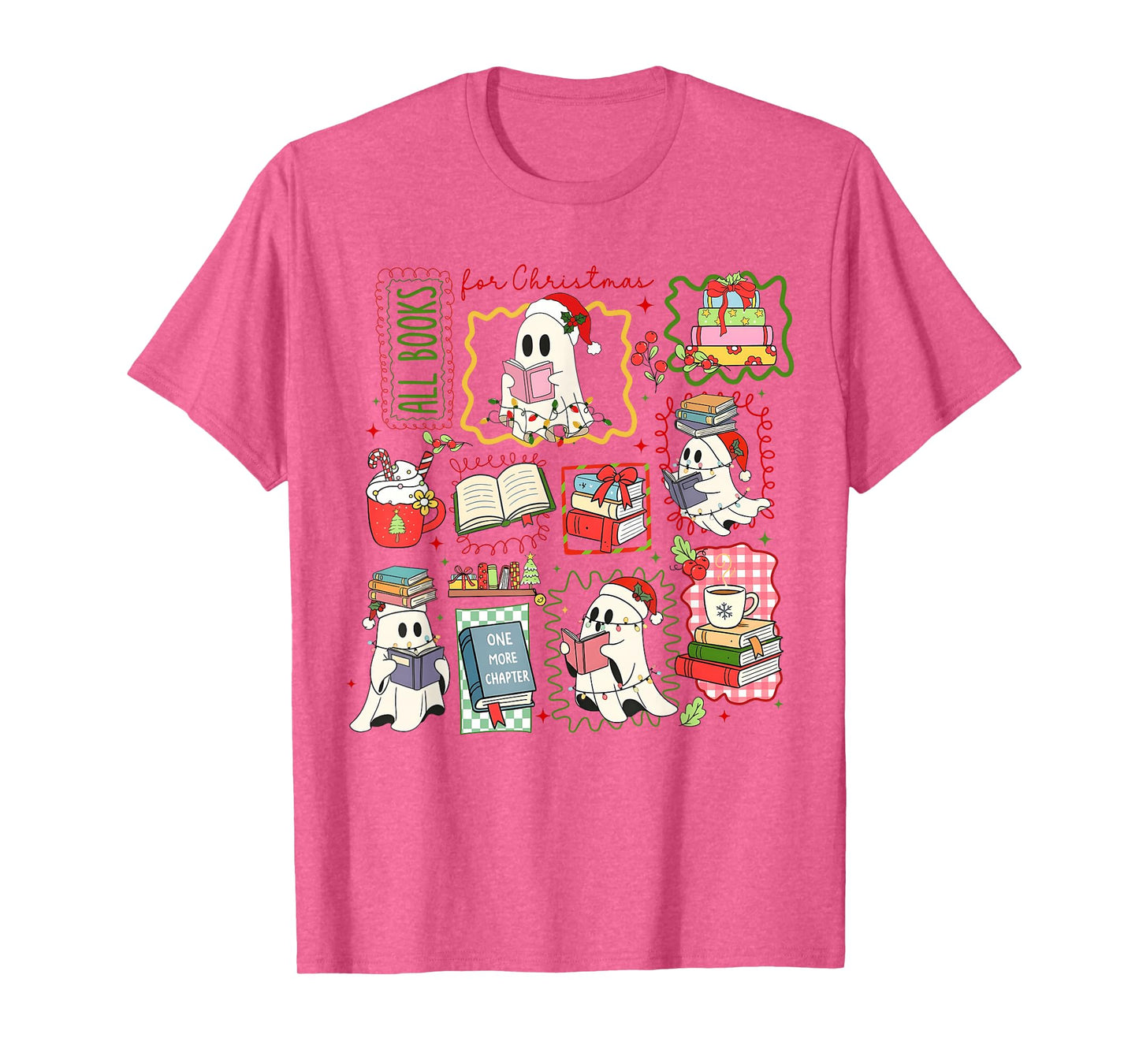 All Booked for Christmas Ghost Reading Book Lovers Spooky T-Shirt
