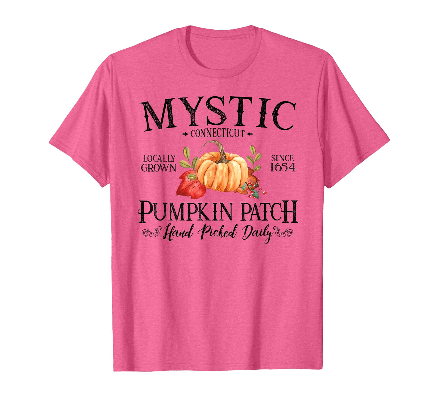 Mystic Connecticut Pumpkin Patch Fall Black Letters T-Shirt