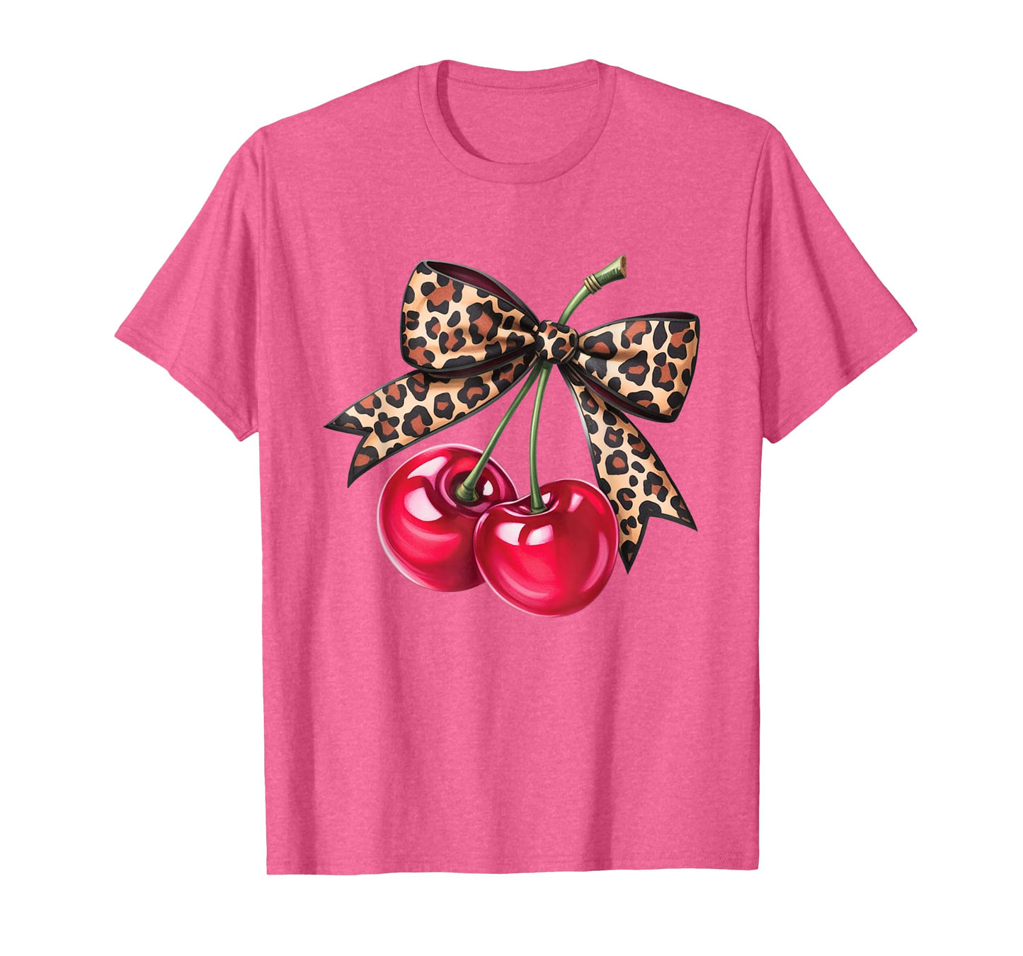 Leopard Bow Cherries Retro Aesthetic Fruit Rockabilly Women T-Shirt
