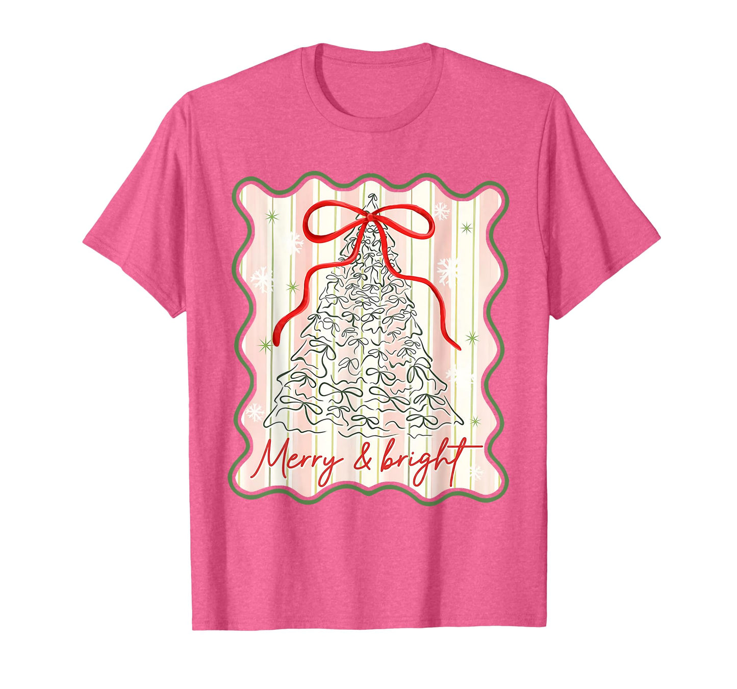 Merry & Bright Coquette Bow Christmas Xmas Pajamas Holiday T-Shirt