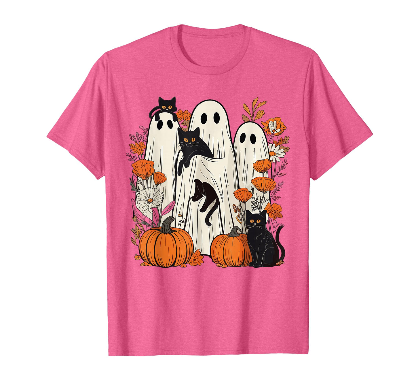 Retro Halloween Ghost Holding Black Cat Costume Men Women T- T-Shirt