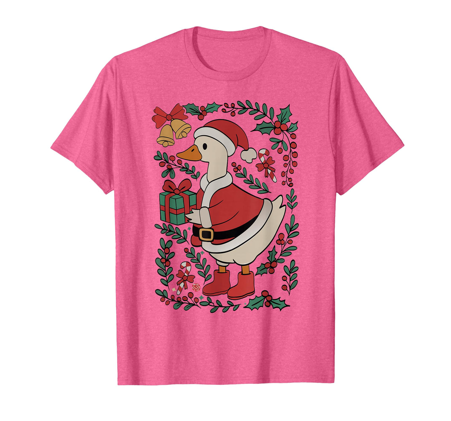 Santa Goose Bird Funny Christmas Holiday Festive Gifts Tee T-Shirt