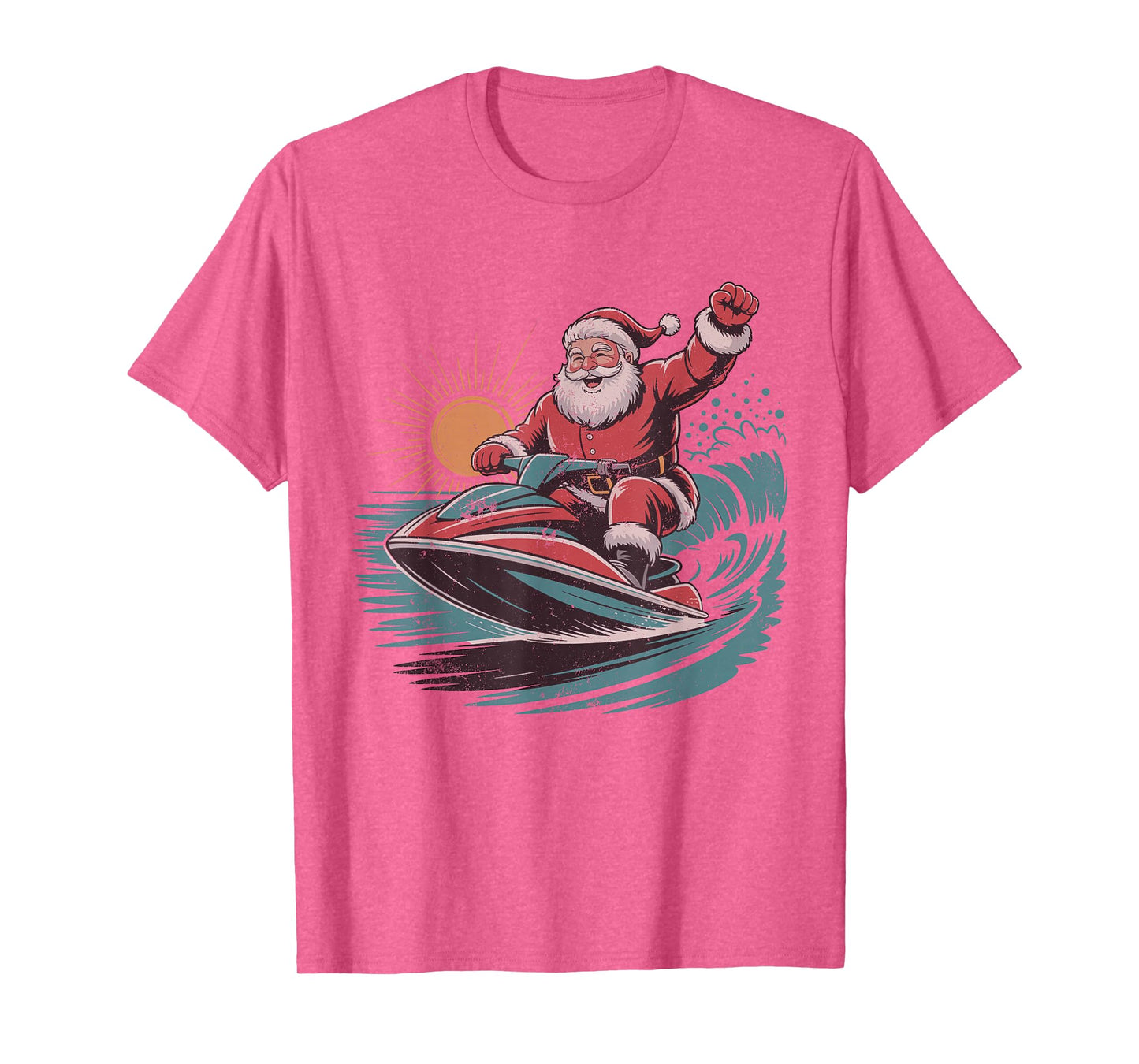 Vintage Santa Jet Skiing Retro 90s Christmas Holiday Sports T-Shirt