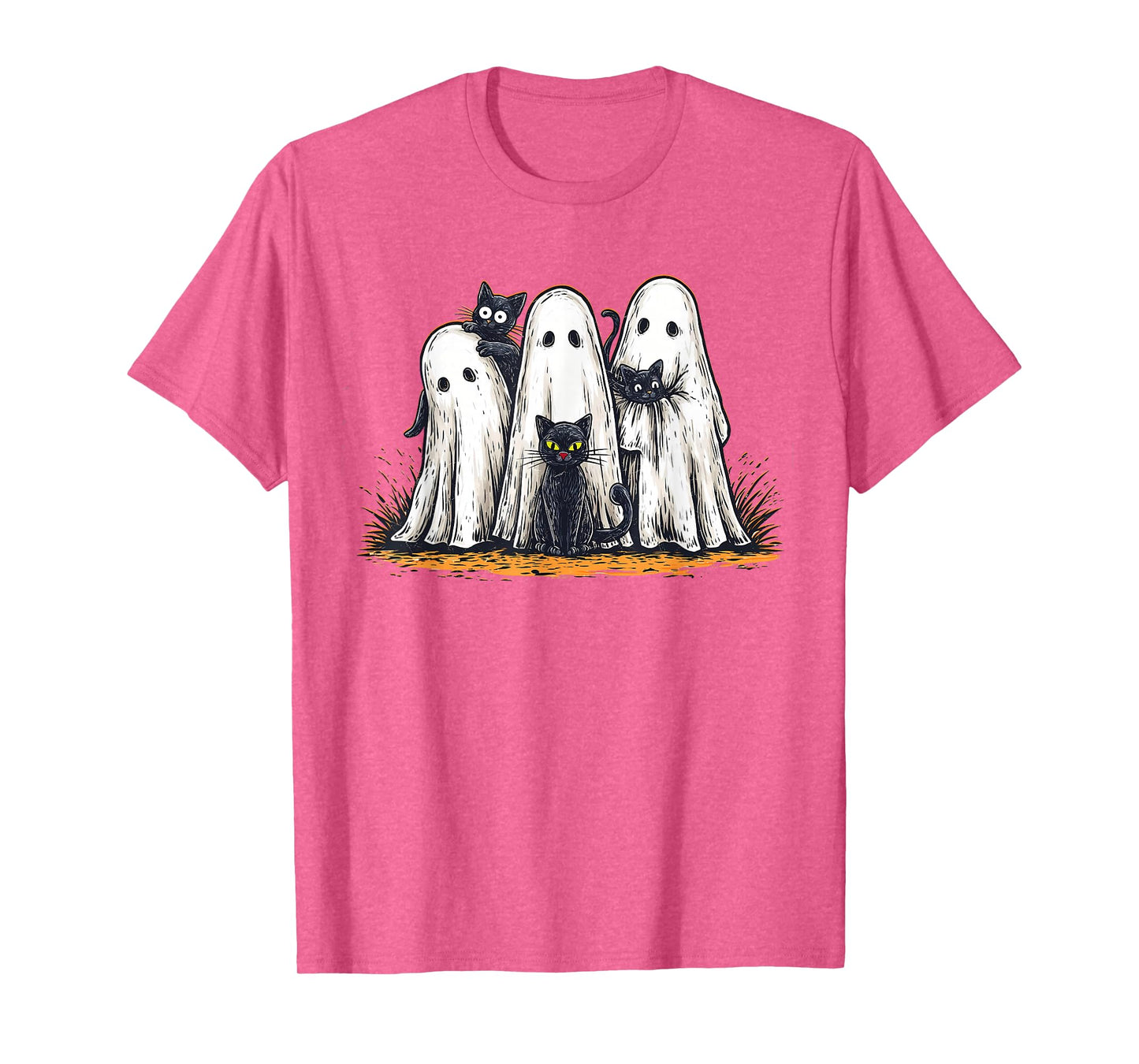 Funny Ghosts Holding Black Cats Halloween Ghost Cat Lovers T-Shirt