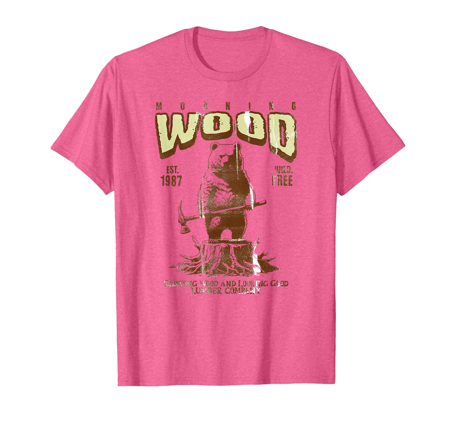 Funny Vintage Lumberjack Logo, Morning Wood Lumber T-Shirt