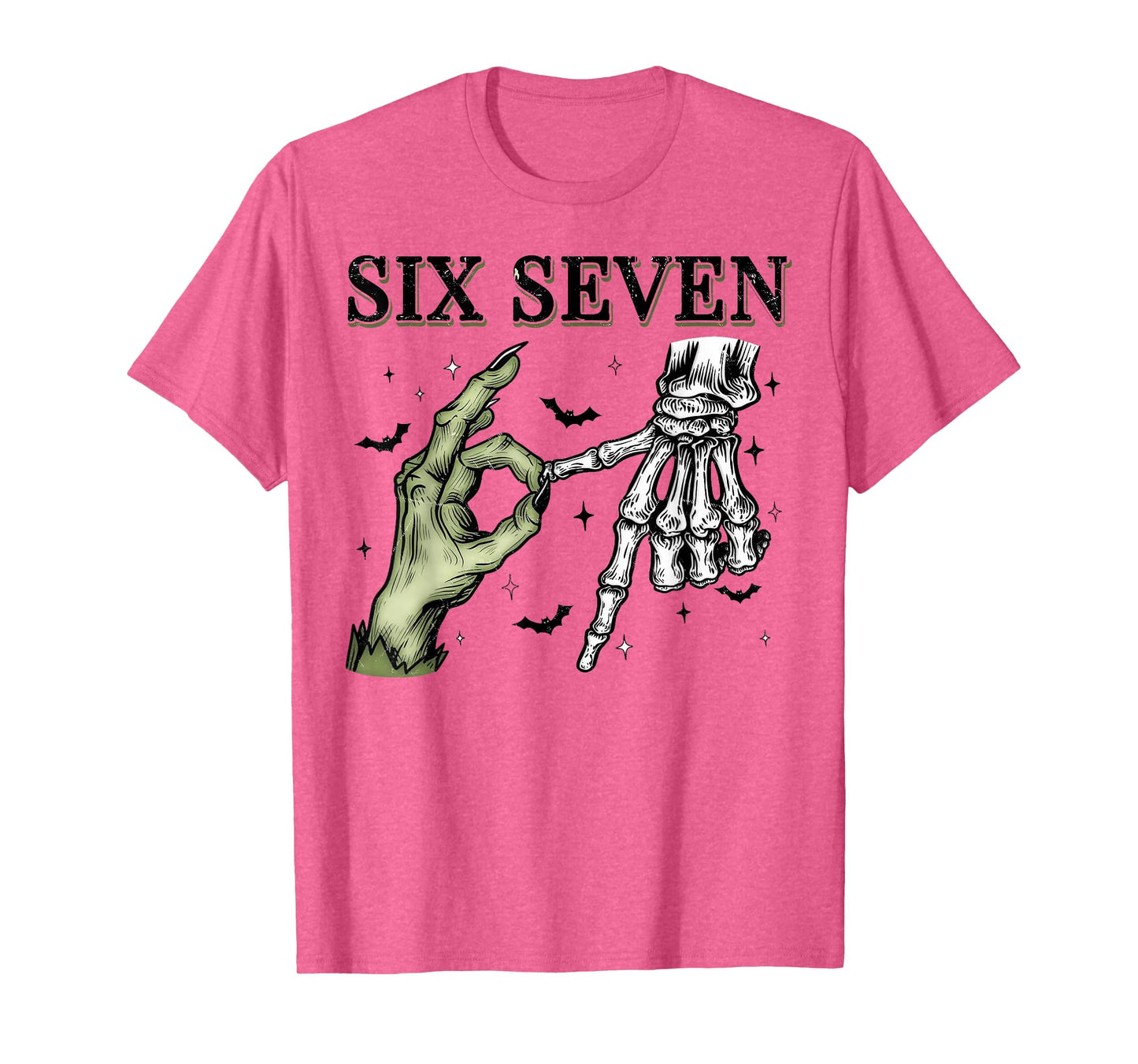 Six Seven 6 7 Meme Funny Witch Skeleton Hands T-Shirt