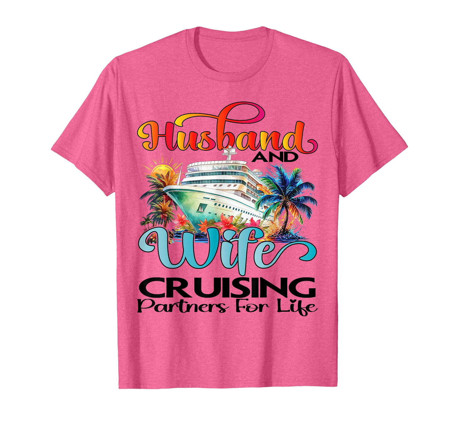 Husband Wife Partner Cruise Together 2025 Matching Unisex-Adults T-Shirt White Small Short Sleeve Cotton 80% Polyester 20% Couples Matching T-Shirt