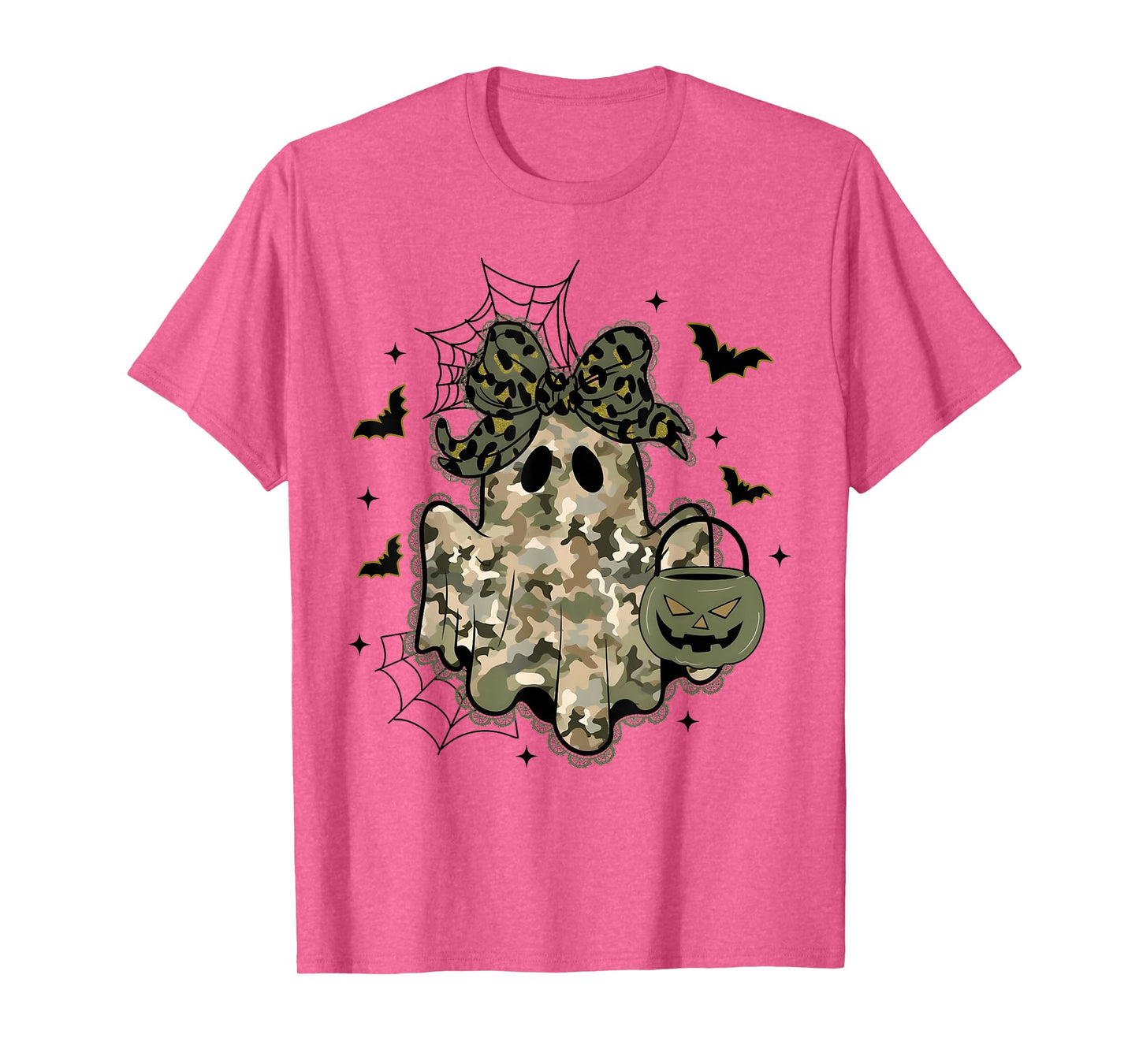 Lace Ghost Coquette Bow Camo Halloween Girly Women Girls T-Shirt