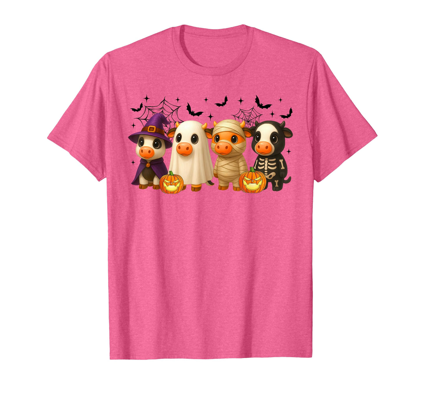 Cows in Witch Skeleton Ghost Costume Happy Halloween Day T-Shirt