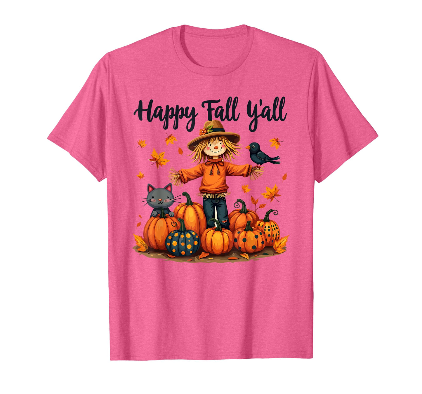 Scarecrow Happy Fall Y'all Thanksgiving Halloween Women Men T-Shirt