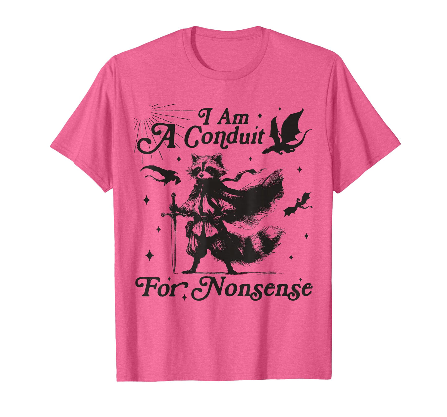 I Am A Conduit For Nonsense Trendy Raccoon Unisex-Adults Grey Small Cotton, Polyester Short Sleeve T-Shirt