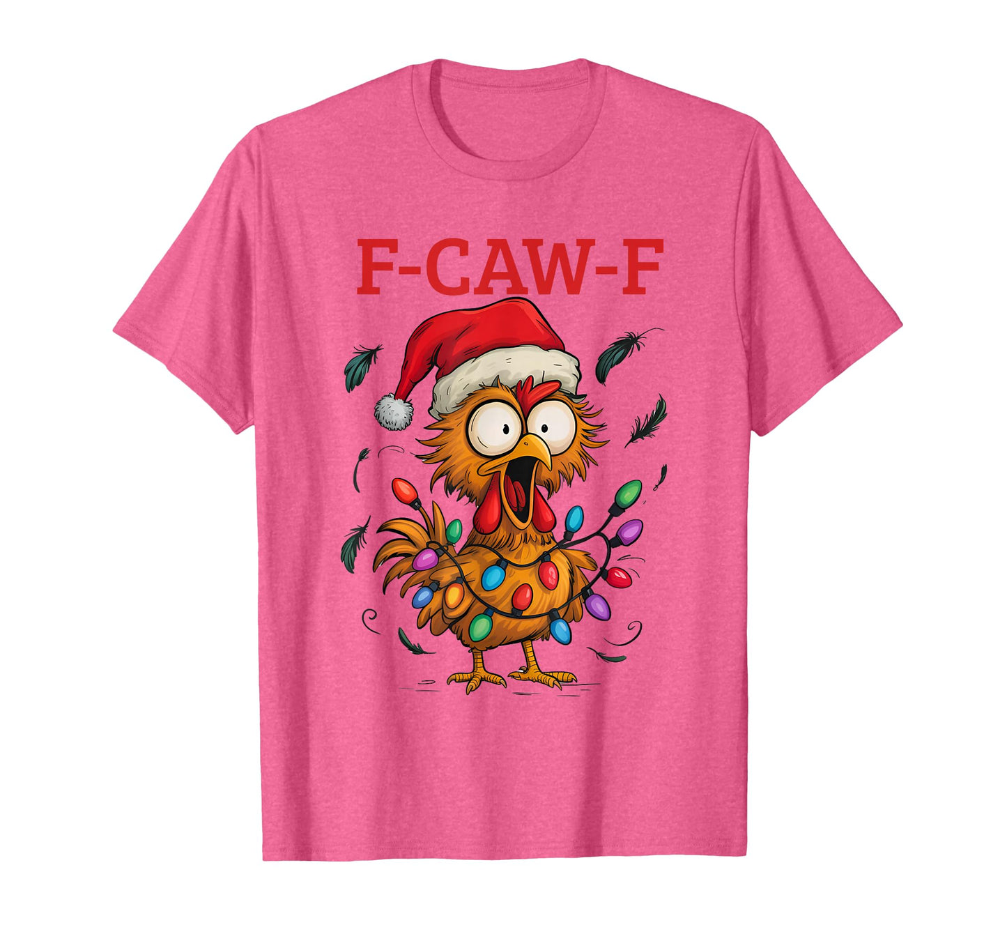 Crow F-CAW-F Black Bird Gothic Christmas Lights Santa Hat T-Shirt