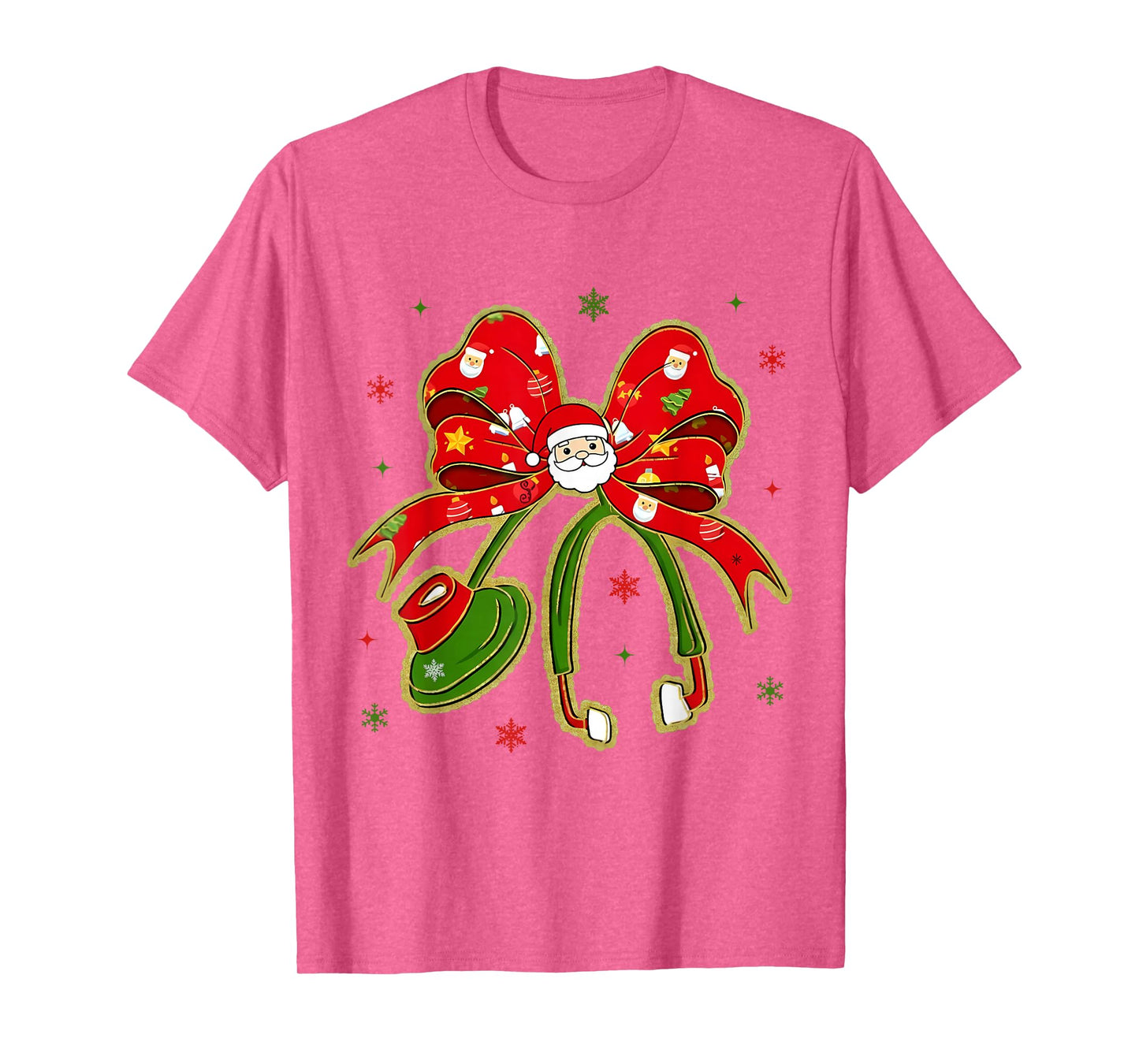 Nurse Christmas Stethoscope Nurses Xmas Pajamas Santa Women T-Shirt