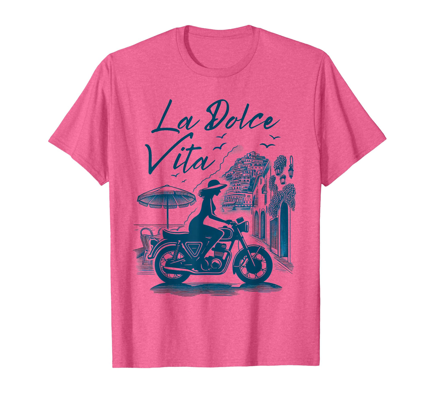 La Dolce Vita Positano Italian Coast Retro Motorcycle Woman T-Shirt